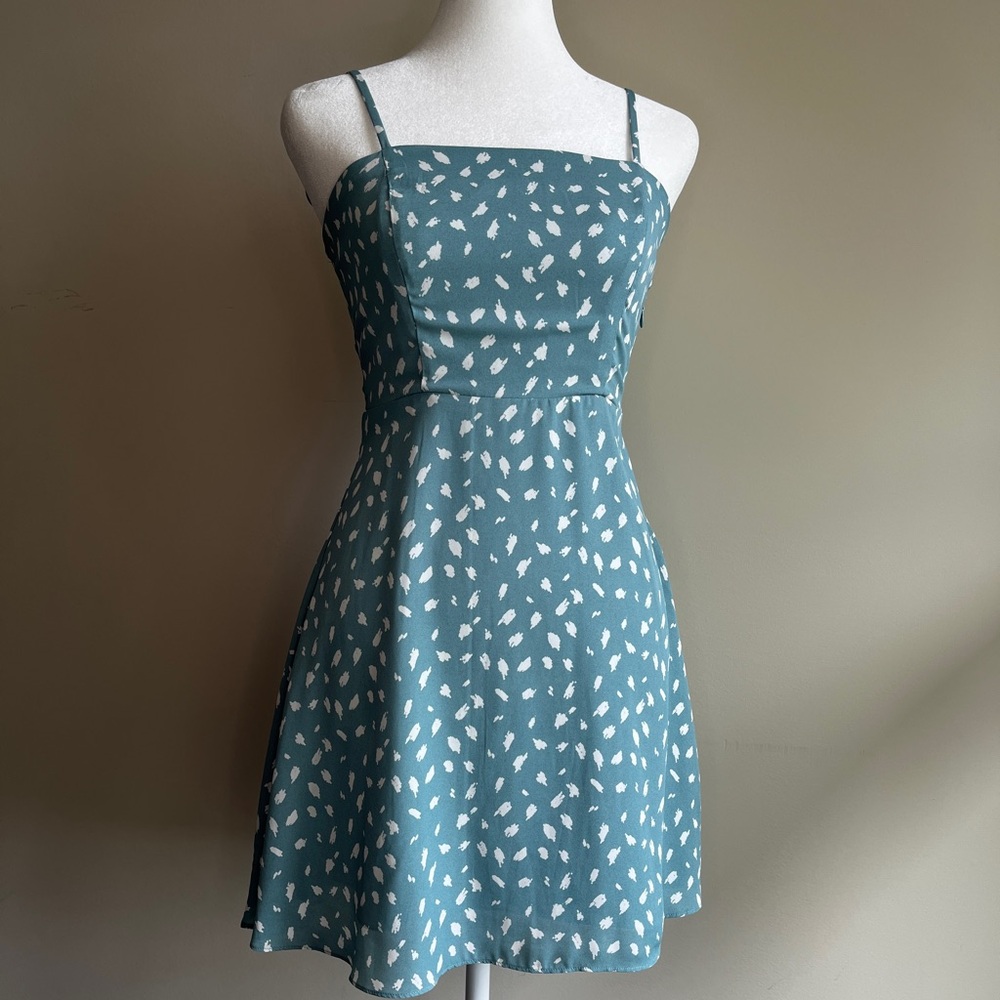 Lola Grace Women’s Extra Small Teal Spotted Sleeveless Mini Sundress